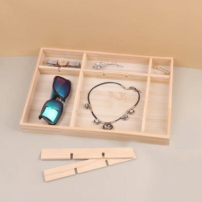 Display Wooden Jewelry Organizer with Tiered Design
