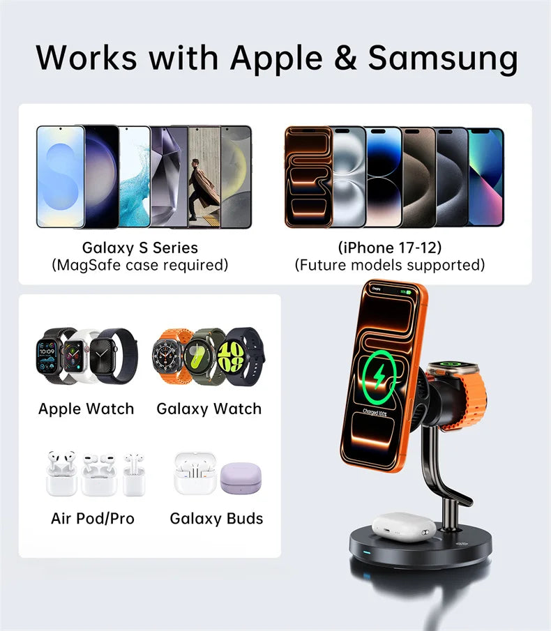 Wireless Charging Stand with Magnetic Fast Charge Feature