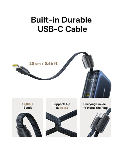Compact Portable Charger with Integrated Cable