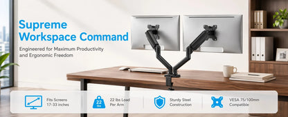 33-Inch Dual Monitor Stand with Adjustable Arms