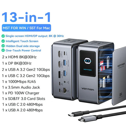 Multiport Docking Station with 13 Functions