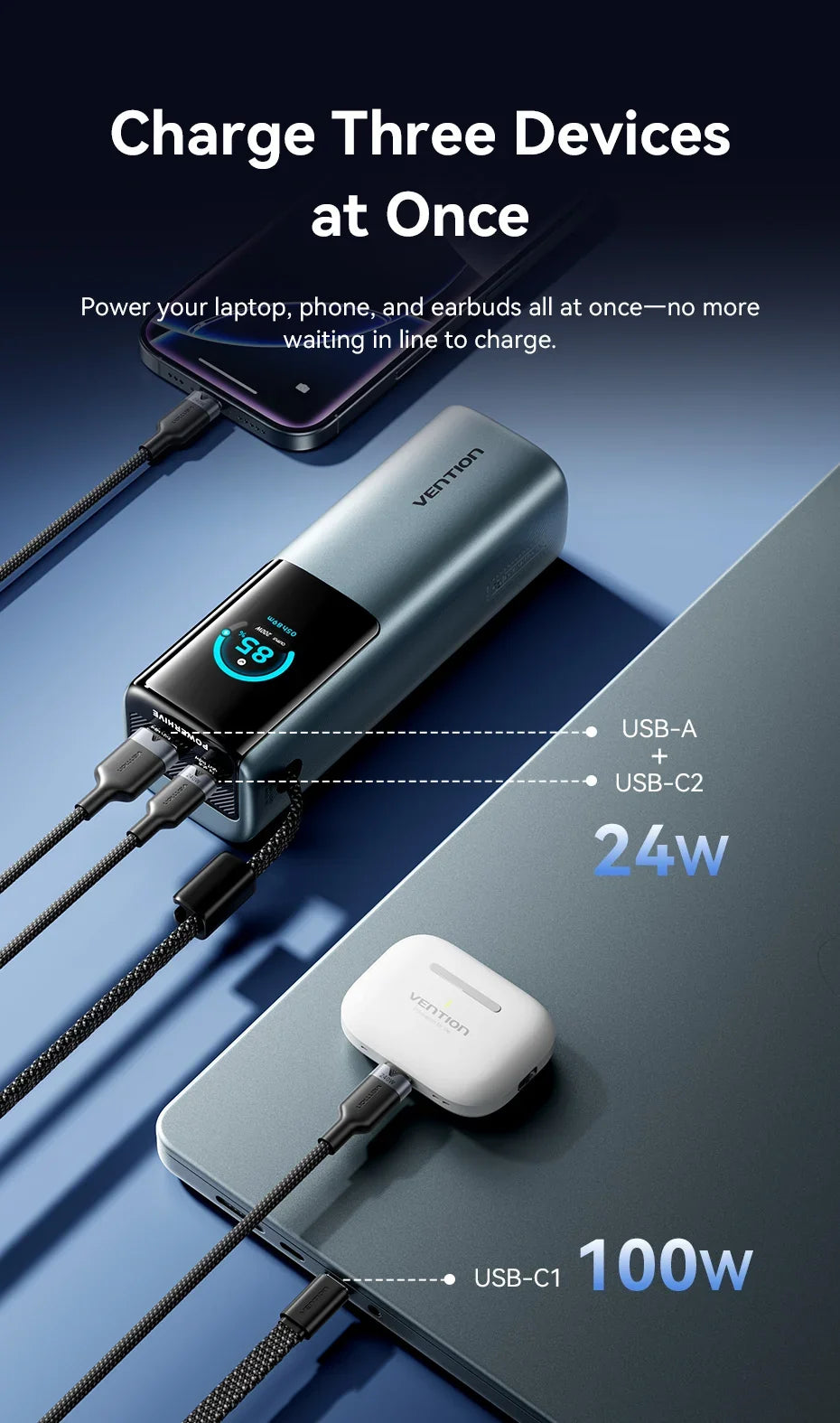 High-Capacity 27000mAh Portable Power Bank Charger