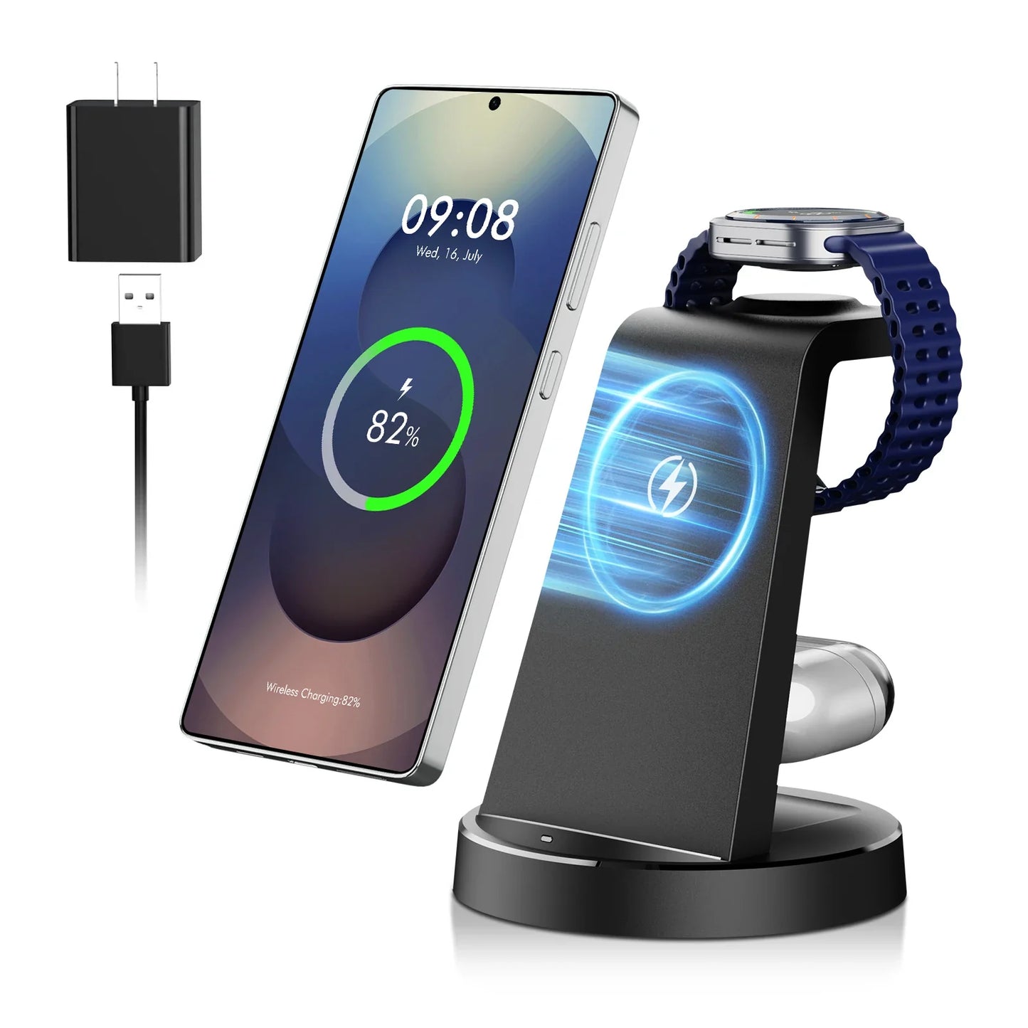 3-in-1 Wireless Charging Station with Magnetic FlexCharge Design