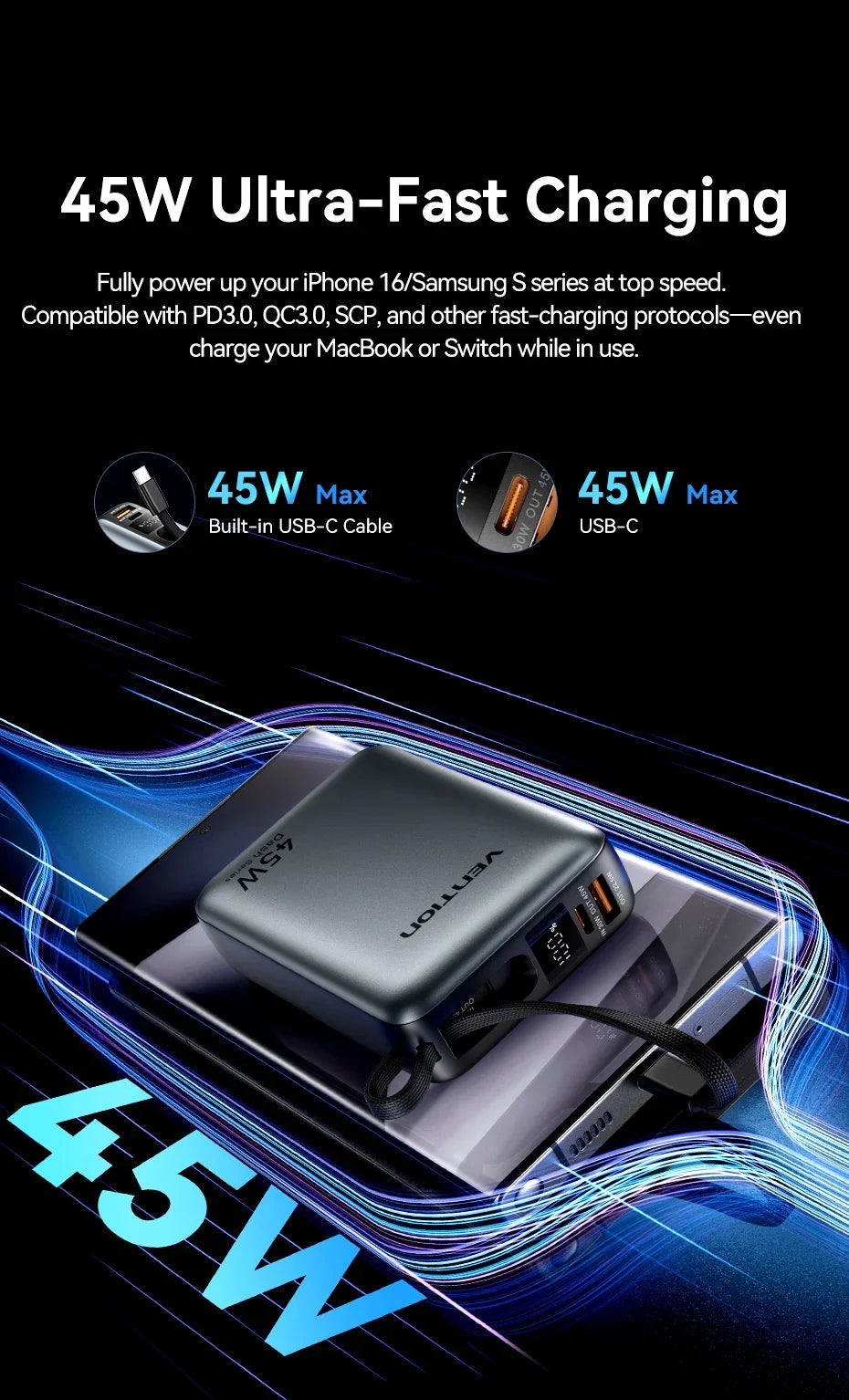Power Bank with 45W Quick Charge Capability