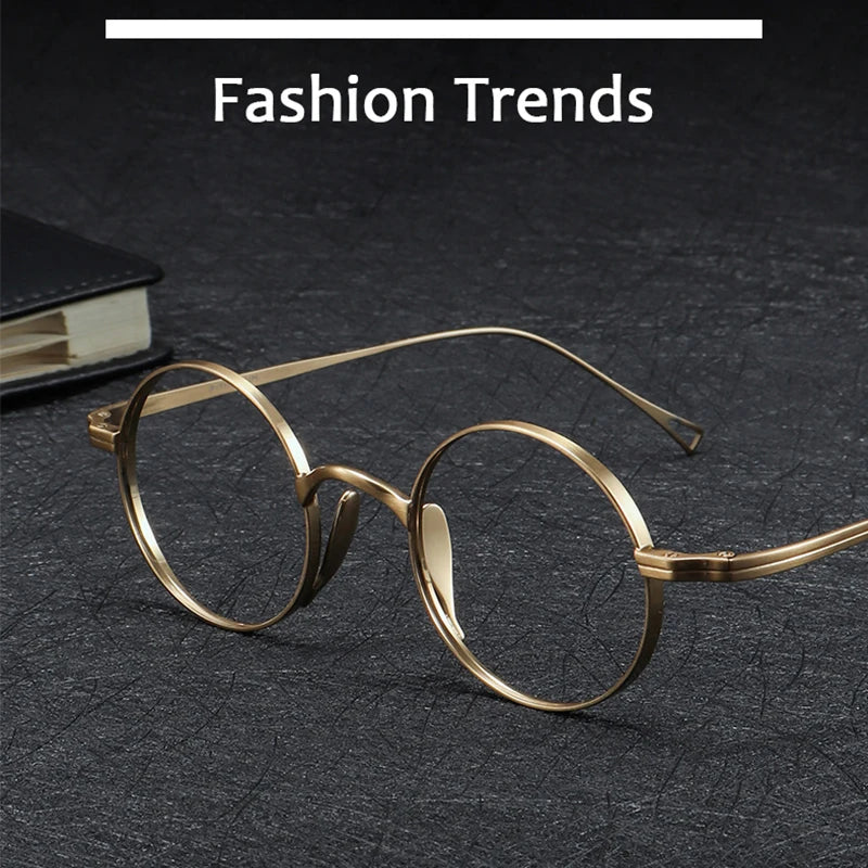 Round Retro Glasses with Titanium Frame