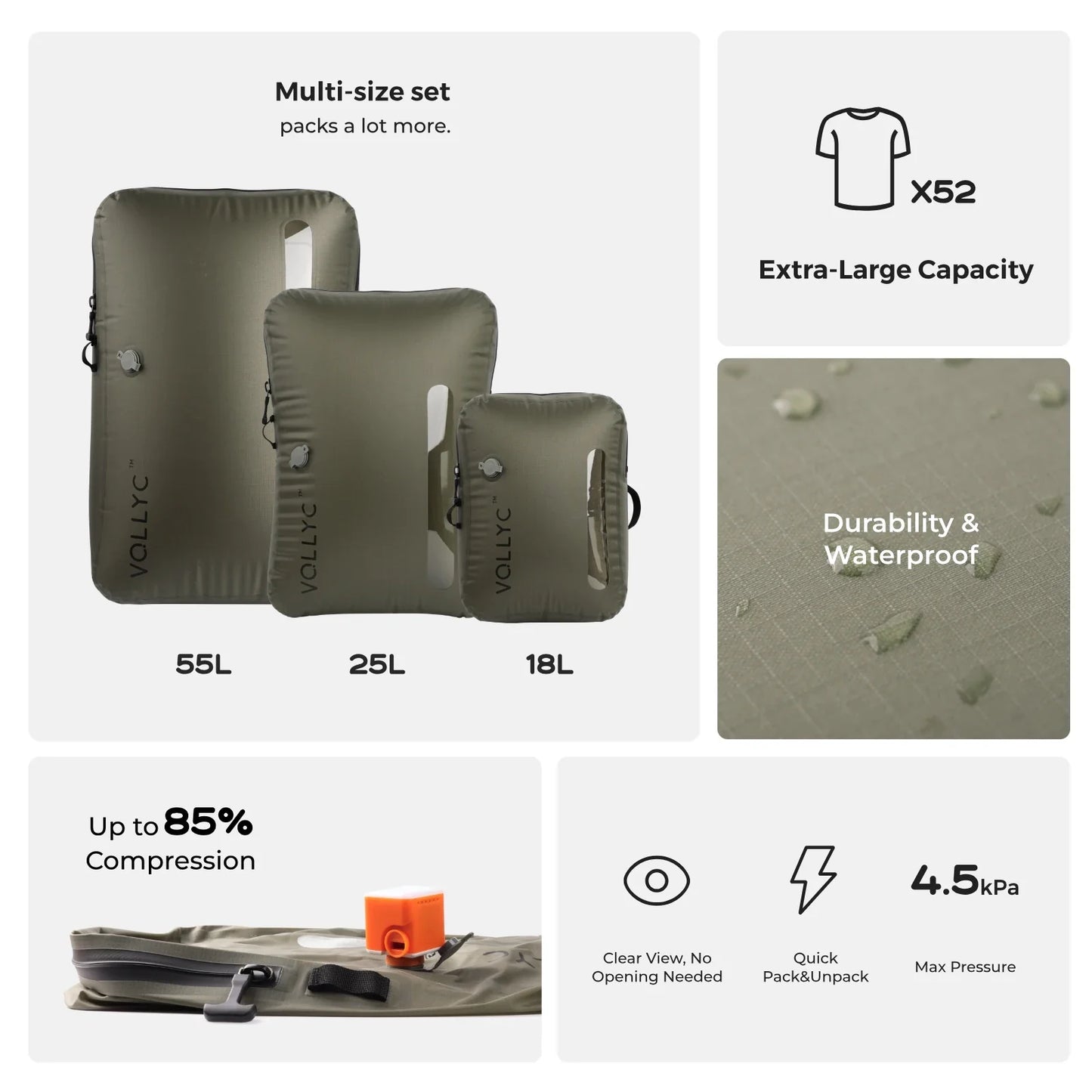 Vacuum Sealed Compression Backpack for Travel