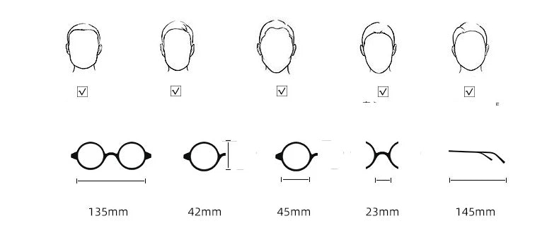 Round Retro Glasses with Titanium Frame