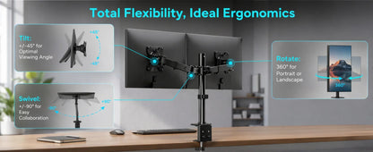 Heavy-Duty Dual Monitor Stand for Two Screens