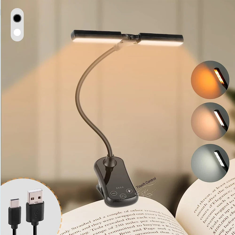 Book Light with 14 LEDs and Clip-On Design