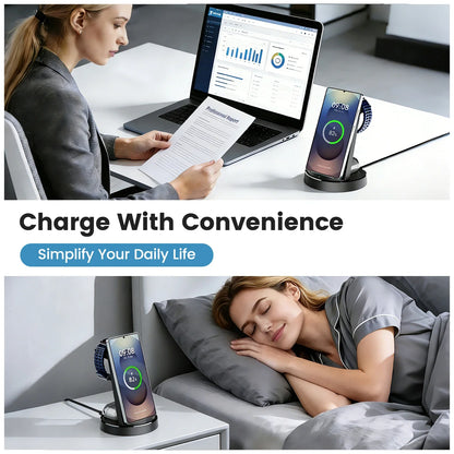 3-in-1 Wireless Charging Station with Magnetic FlexCharge Design