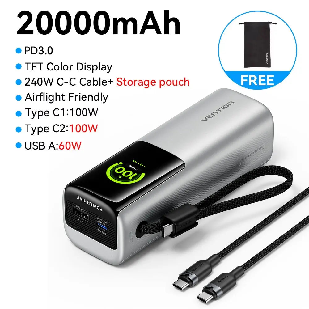 20000mAh Power Bank for Tablets and Smartphones - Portable Charger