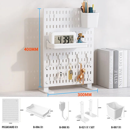 Desktop Organizer with Pegboard Design - Simple Setup, No Drilling Required