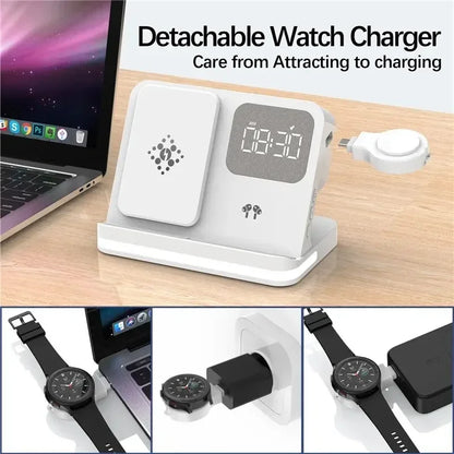 Wireless Charging Station with LED Clock – 6 Functions