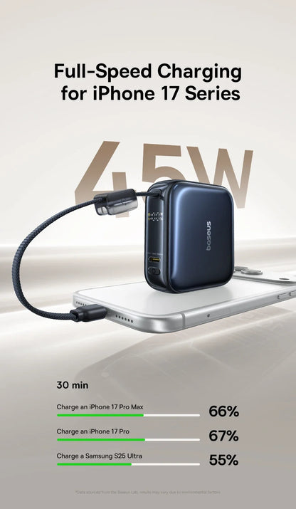 Compact Portable Charger with Integrated Cable