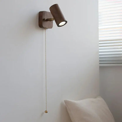 Elegant Walnut Wall Lamp with Adjustable Spotlight