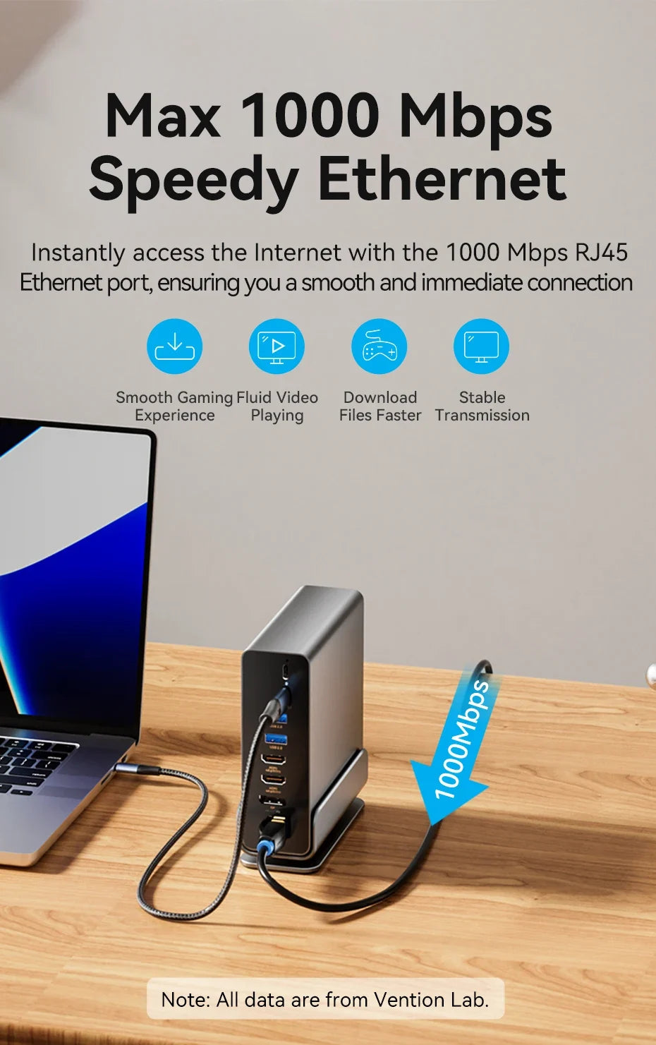15-Port Hub Station Featuring Various Connection Choices
