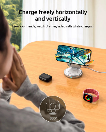 Magnetic Charging Stand with 3-in-1 Rotating Features