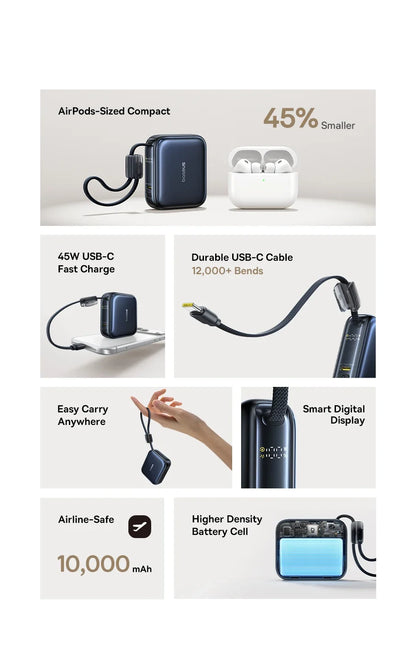 Compact Portable Charger with Integrated Cable