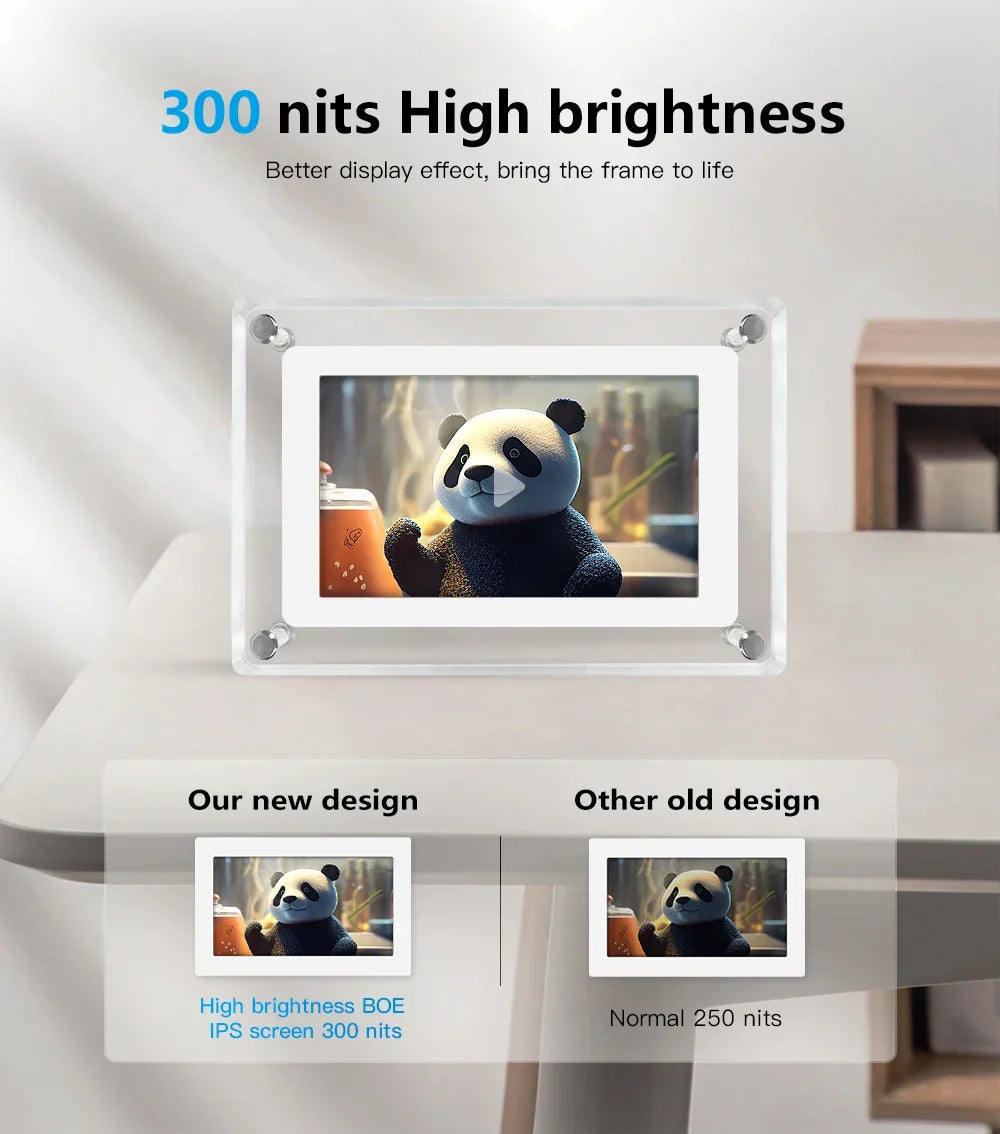 Sleek Wireless Digital Photo Display with Rechargeable Battery