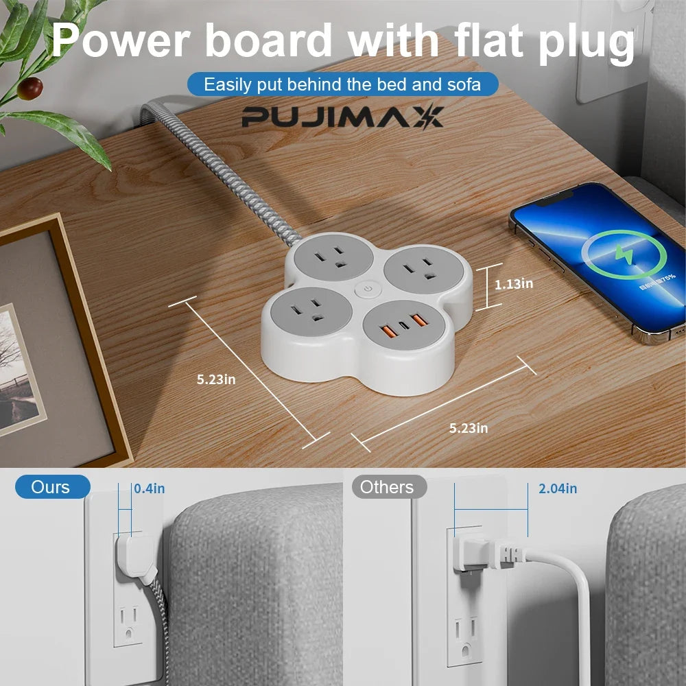 Multi-Outlet Power Strip with Braided Cable