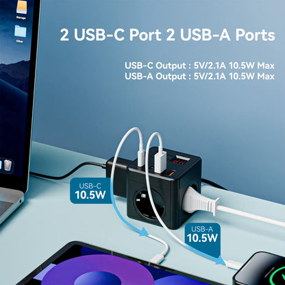 EU Power Strip with 7 Functions