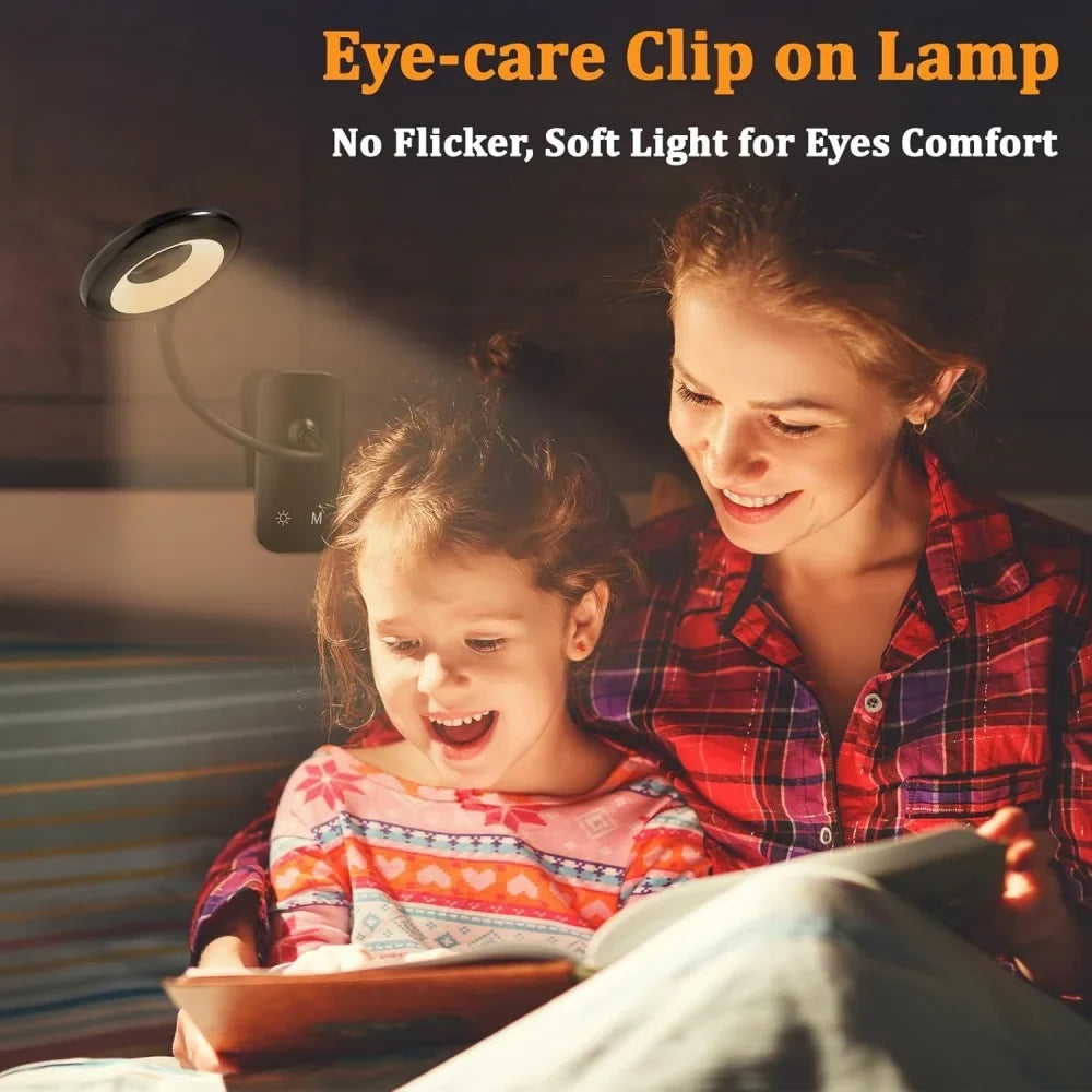Portable Desk Lamp with Clip and Rechargeable Battery