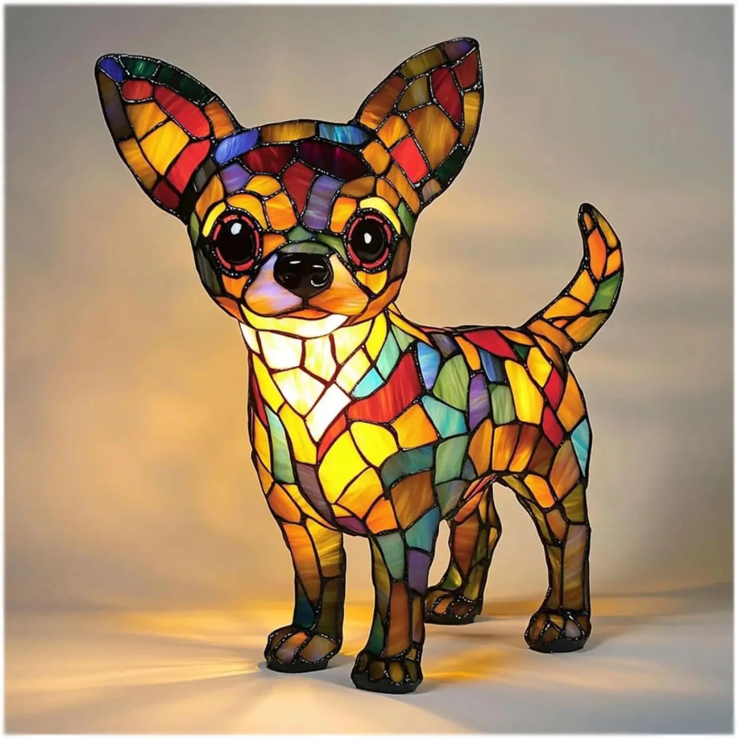 Enchanting Pooch Stained Glass Accent Lamp