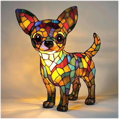 Enchanting Pooch Stained Glass Accent Lamp