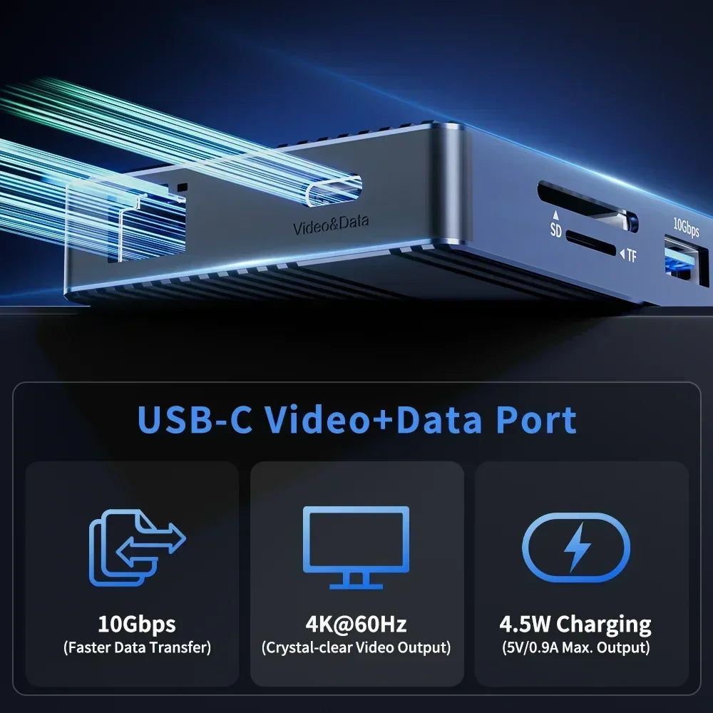 14-Port Docking Station with 1 USB-C and 13 USB-A Connectors