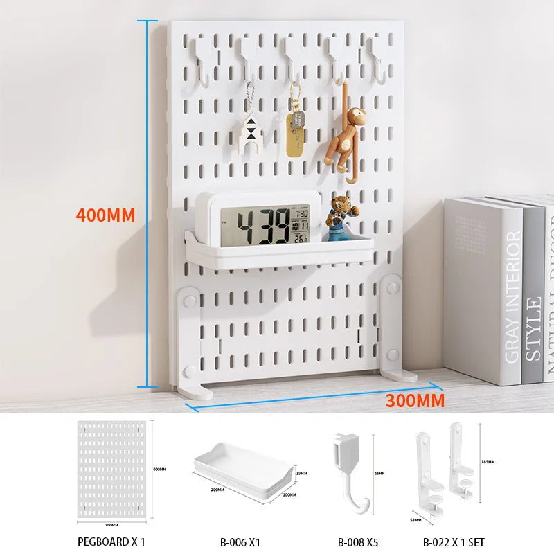 Desktop Organizer with Pegboard Design - Simple Setup, No Drilling Required