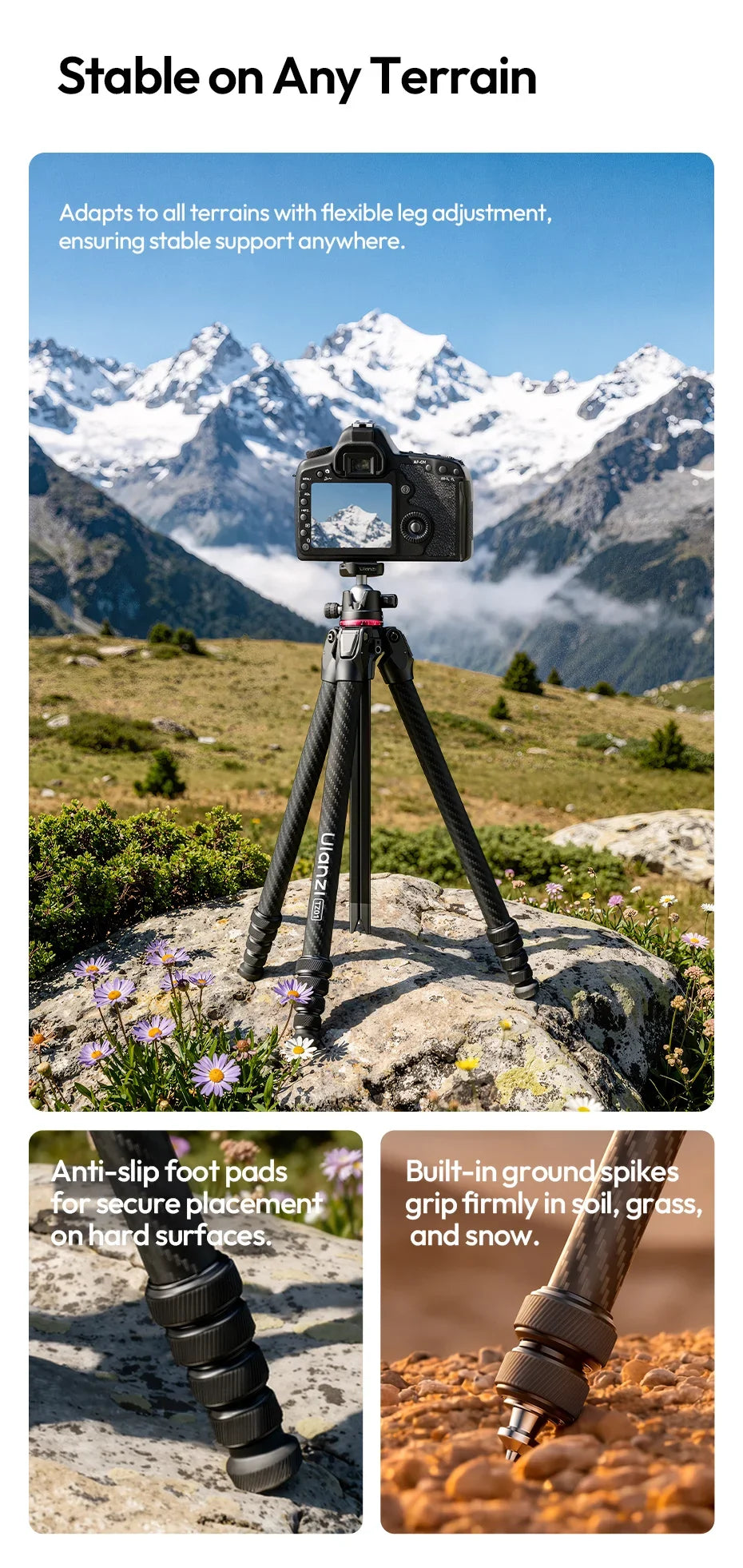 Carbon Fiber Tripod and Monopod Combo - 2-in-1 Design