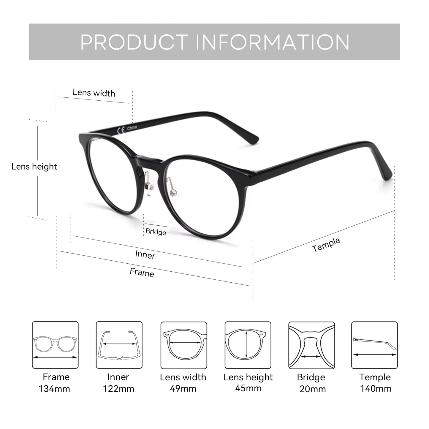Vintage Round Eyewear with Glass Lenses