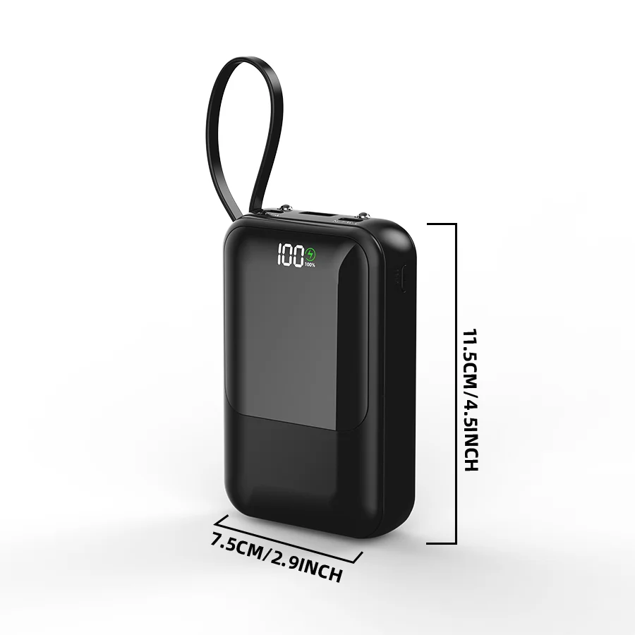 Power Bank with Integrated Cable – High Capacity Portable Charger