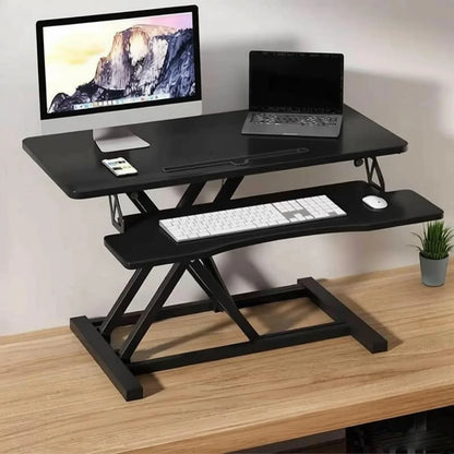 Desk Converter with Keyboard Shelf – Height Adjustable Workstation