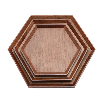 Hexagonal Fruit Dish in Black Walnut Finish