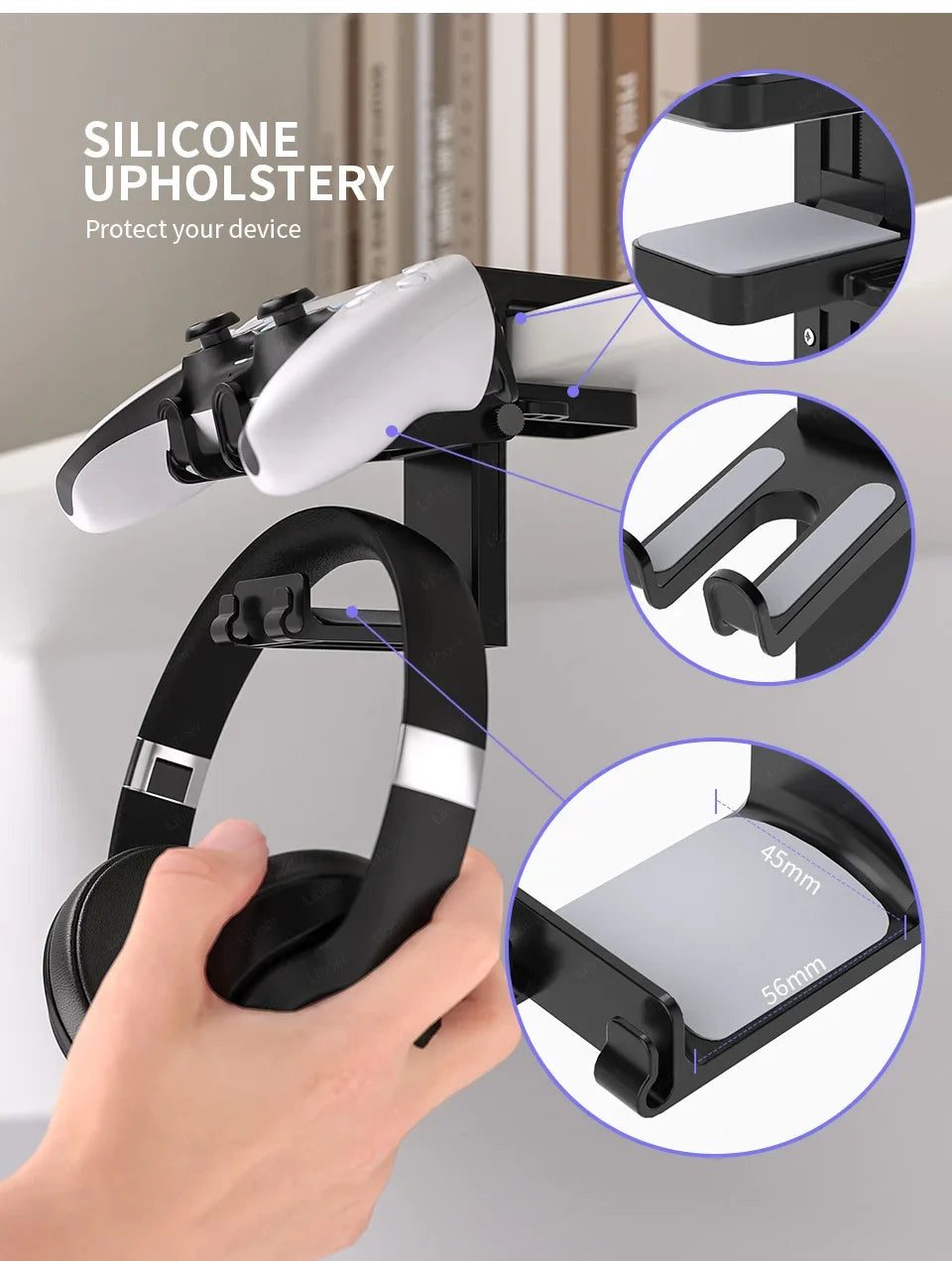 Headphone Stand with Dual Controller Holder