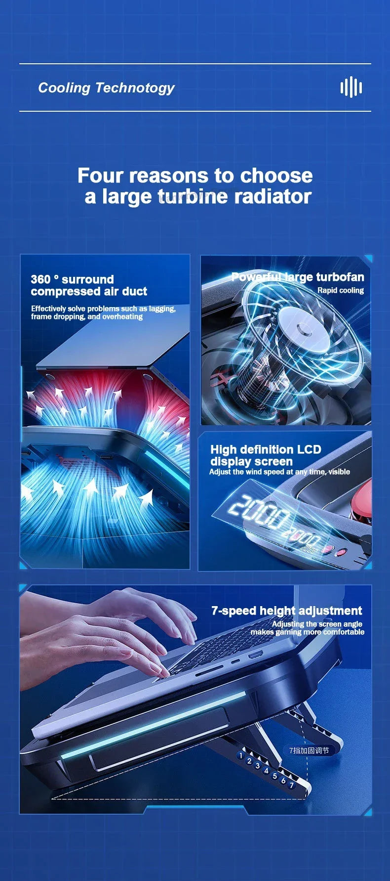 Cooling Pad for Laptops with Adjustable Design