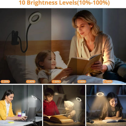 Desk Lamp with LED Light and Ring Clamp Attachment