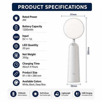 Touch-Controlled Desk Lamp with Round Head