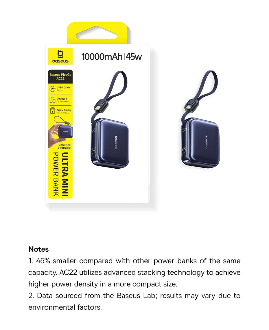 Compact Portable Charger with Integrated Cable