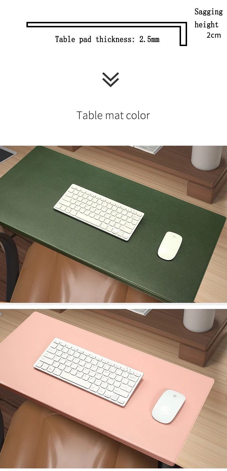 Wrist Support Desk Mat in PU Leather