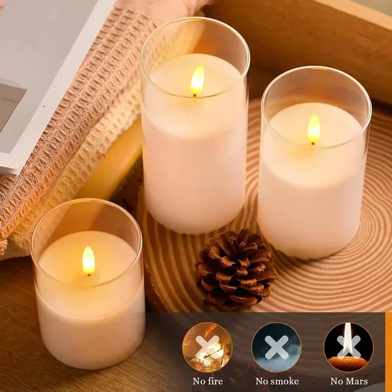 Pillar Candles with LED Light and Glow Effect