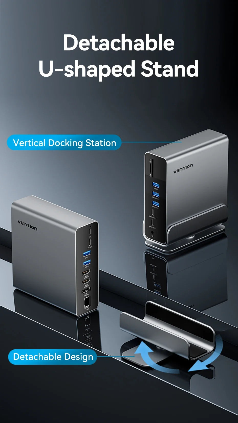 15-Port Hub Station Featuring Various Connection Choices