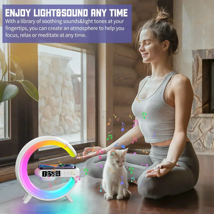 Wireless Charging Stand with RGB Alarm Clock Feature