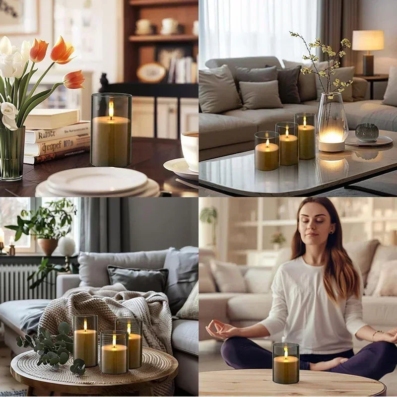 Pillar Candles with LED Light and Glow Effect