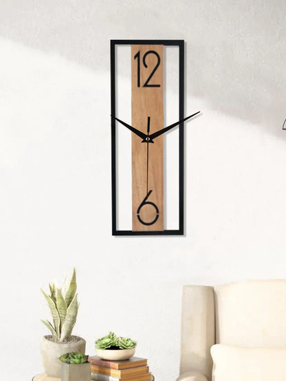 Elegant Vertical Wall Clock with Natural Wood Frame