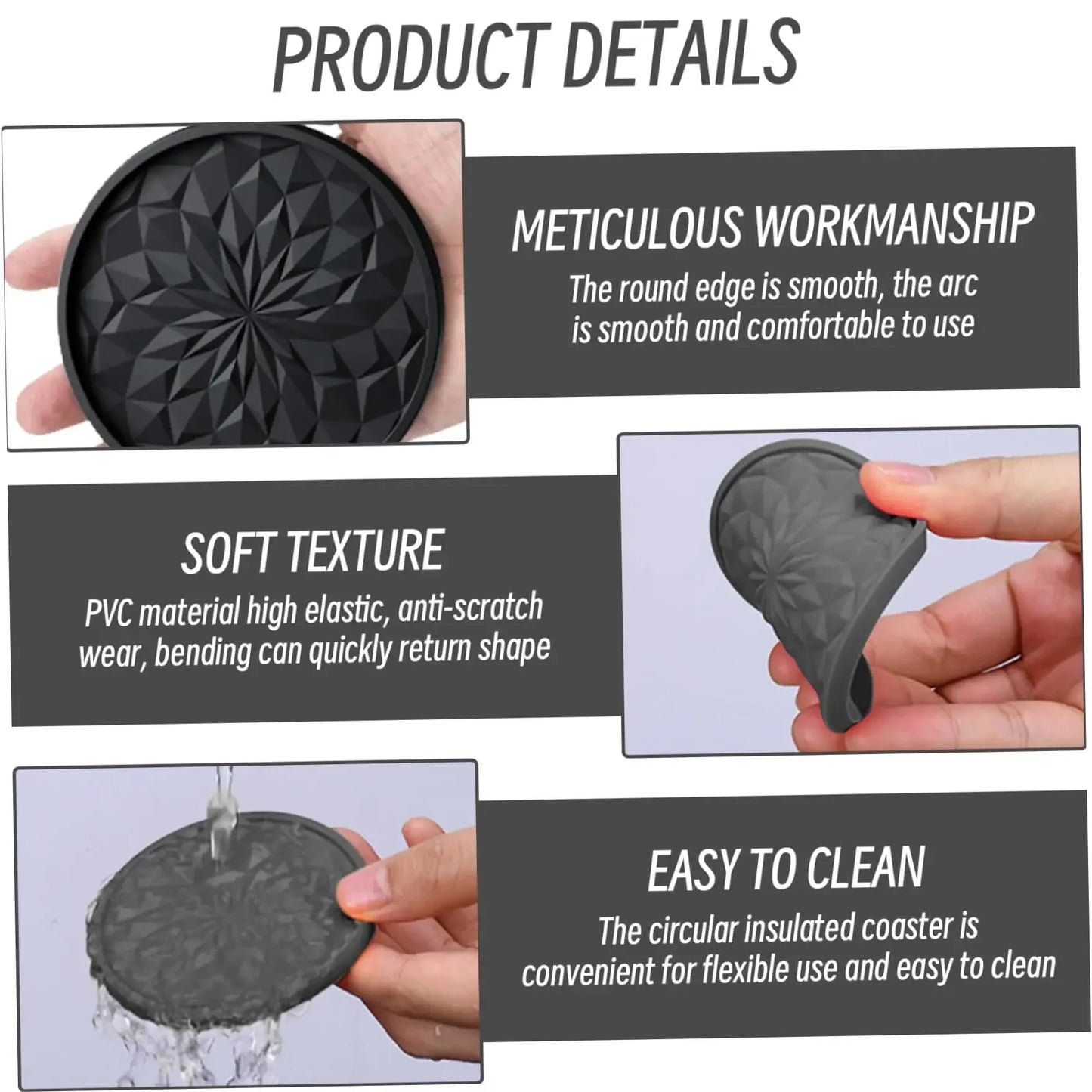 Round Silicone Coasters for Drinks - Set of 4
