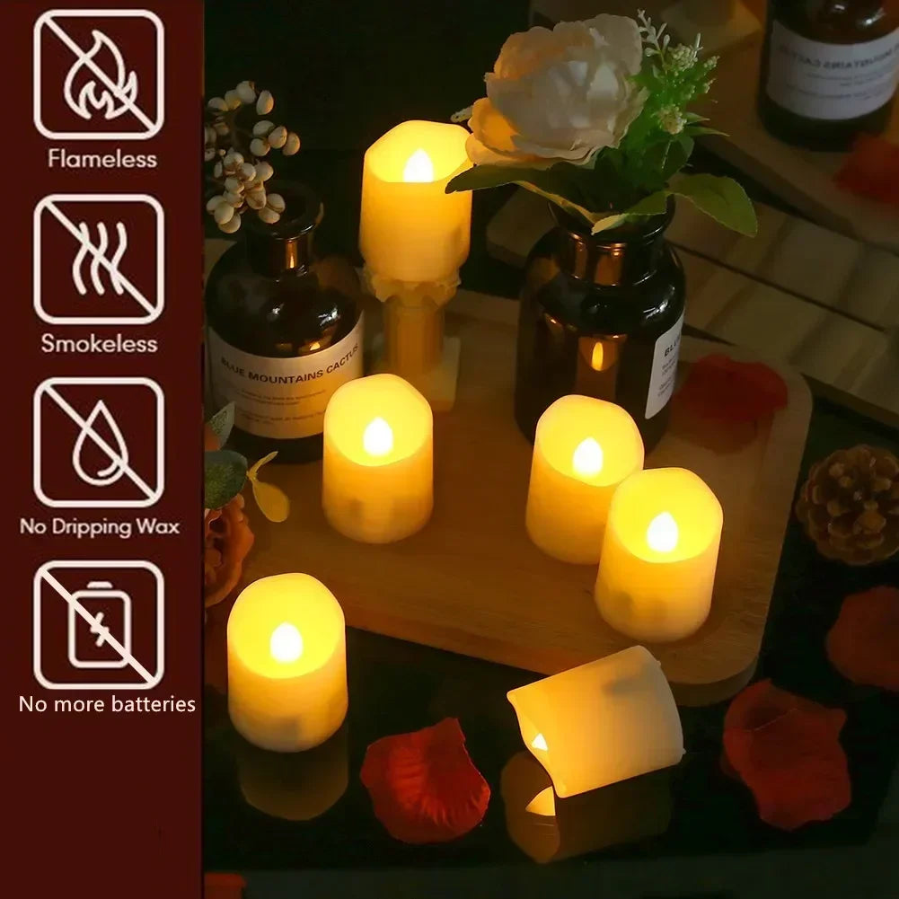 Set of 6 Rechargeable LED Candles with Timer Function