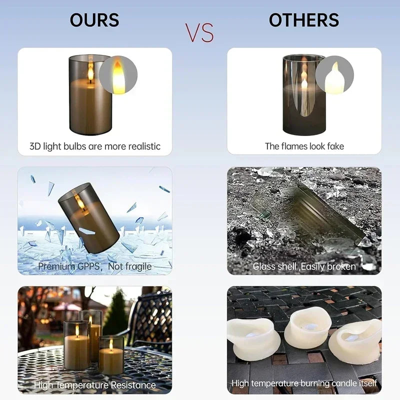 Pillar Candles with LED Light and Glow Effect