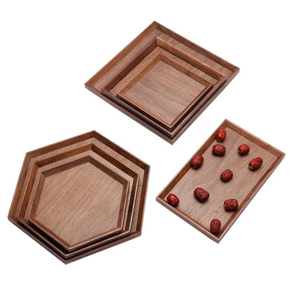 Hexagonal Fruit Dish in Black Walnut Finish